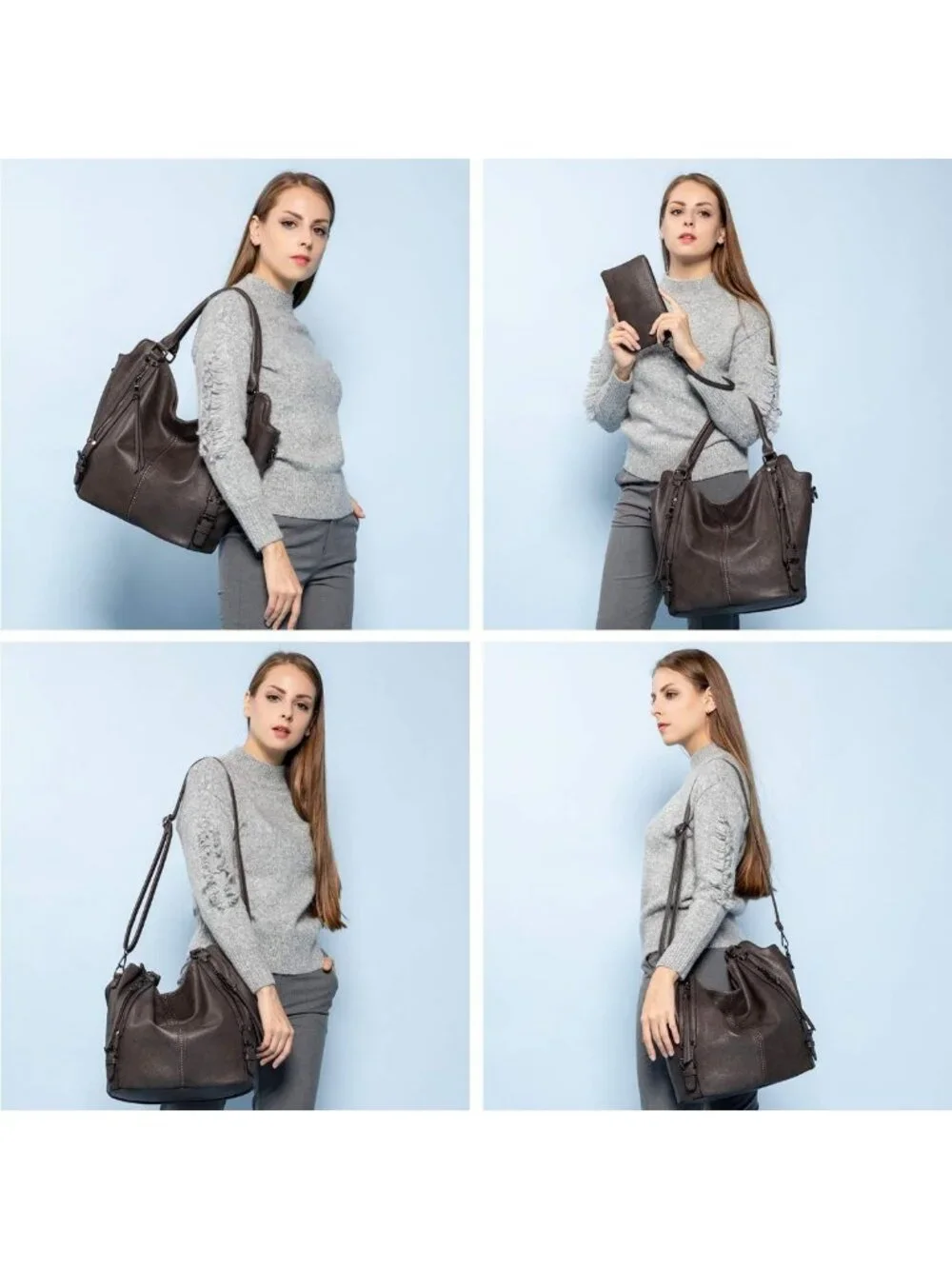 Stylish PU Leather Tote Bag for Women - Large Hobo Shoulder Purse with